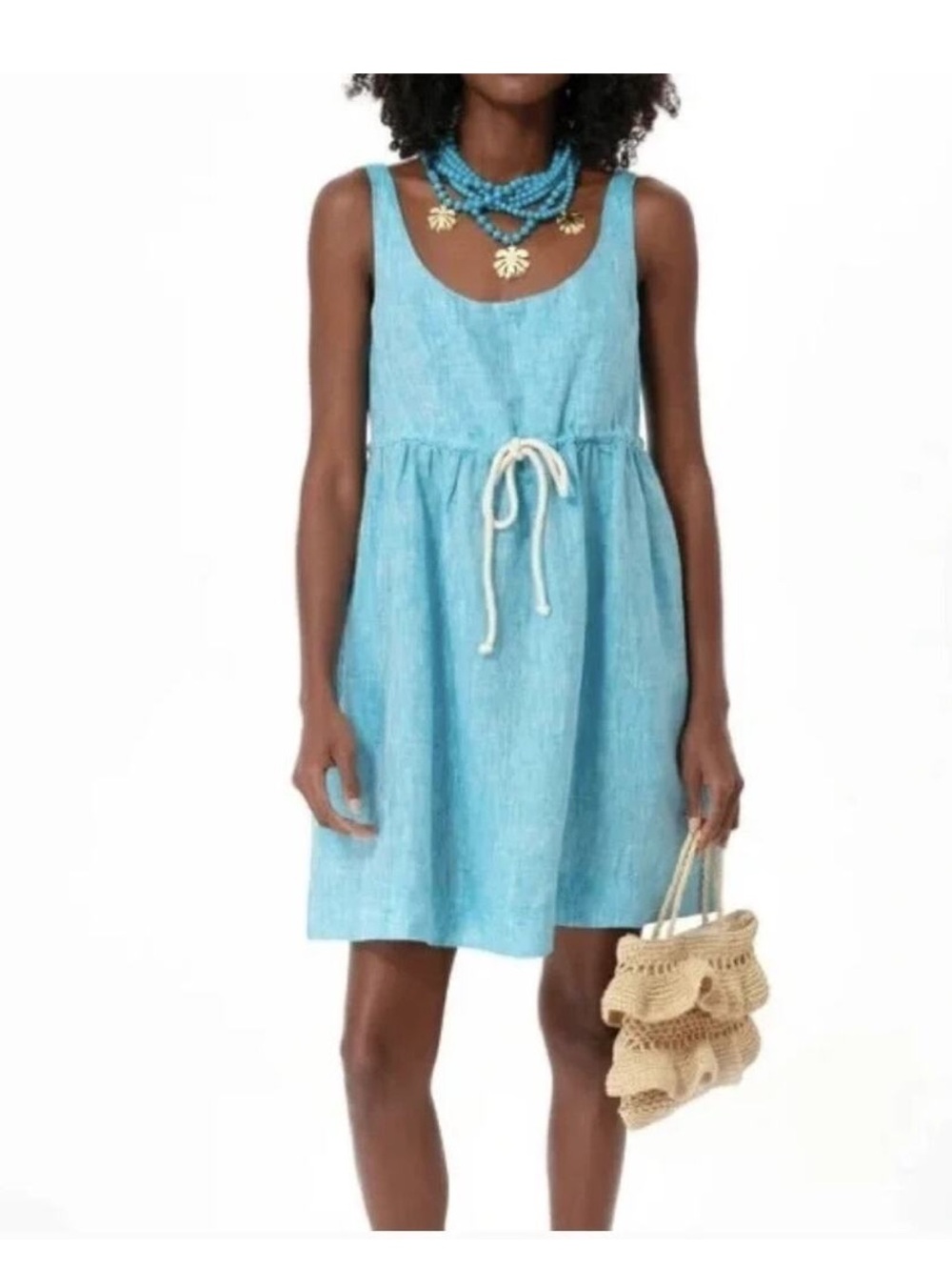 Tuckernuck Pomander place aqua sabella linen mini dress